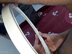 Bhabhi Strains In Mirror To Expose Her Cute Indian Pussy And Tight Asshole
