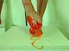 alice klay's slime play hides bare feet tease