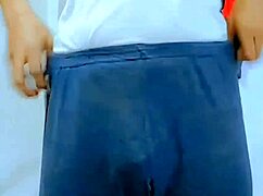 Sissy Cums from Limp Clitty Masturbation in Cheerleader Skirt!