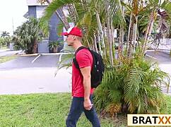 Hunting Tiny Brunette Leads to Hardcore Sofa Doggystyle Pounding