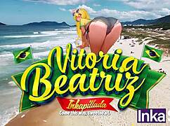 Vitoria beatriz's mega curvy Brazilian ass gets caught flashing then stranger anal pounds her deep on beach 💦🍑🔥