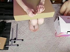 omg sarah sue unboxes the auxfun fuck machine from hismith 😍 petite skinny ass ready!!