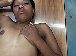 Skinny black slut deseree gags deep on cock choking hard during her casting interview blowjob