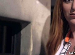 Big tits intern bound and roughly anal fucked in bdsm submission