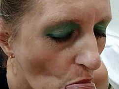 German milf prostitute Sandra gulps down every drop after sloppy blowjob