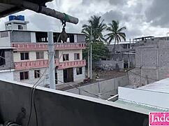 😈 street slut chained bent over huge cock creampie on construction site!!