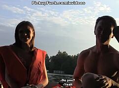 yo three dudes on a boat snag a pickup chick for wild group fun scene two