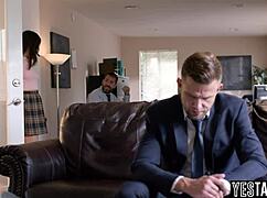 hung principal plows big ass schoolgirl's hairy teen pussy rough from behind