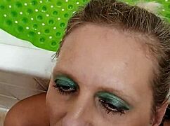 German milf prostitute Sandra gulps down every drop after sloppy blowjob