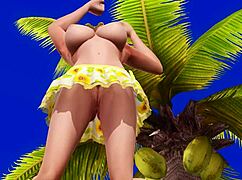 topless big ass beach babe drops panties for close up tit tease