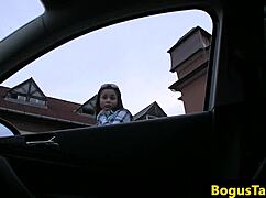 european teen gets bent over and doggystyled hard by sneaky taxi driver 😈🚕