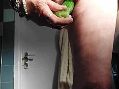 i feel so emotional seein this old german granny slut fuckin her wrinkled pussy with a huge cucumber