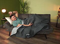 Alone at home sparks uncontrollable sofa fuck between stepsiblings shaking huge asses