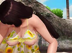 topless big ass beach babe drops panties for close up tit tease