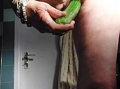 i feel so emotional seein this old german granny slut fuckin her wrinkled pussy with a huge cucumber