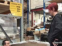 Ginger French milf businesswoman begs for anal in two spots?