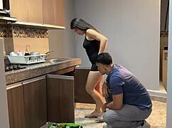 Plumber fixes tiny Colombian's tight asshole deep inside!