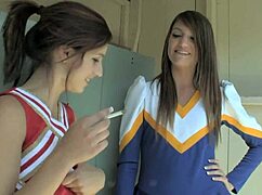 Brunette Cheerleader And Tattoo Crush Finger Lick Pussy In Passionate 69 Lesbian Fuck