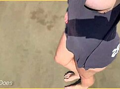 omg i love strutting nude on this public beach showing off my big milf tits