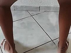 skinny housewife flashes small tits outdoors