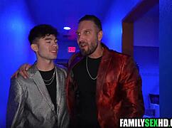 I desperately bribe stepdad and stepbrother with my stripper pussy