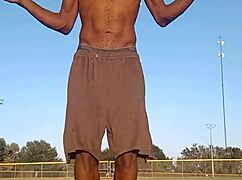 Skinny brunette roommate tastes dorm air during sneaky workout hookup