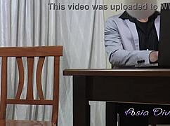 asia divine drains coworkers' cocks right in office! 🍆💦😈👔🔥