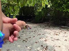 hey stepmom and stepdaughter, wanna flash risky dick on beach then take cumshot facial outdoors??