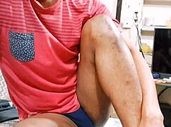 Small Clitty Femboy Shows Workout Skills To Boyfriend On Video Call