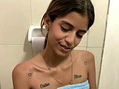 Sexy Slim Chick Milks and Sucks Huge White Cock Hard