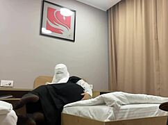 turkish stepmom slips hand into pantyhose to masturbate for stepson