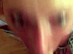 Cock-Starved Whore Kneels for Sloppy Deepthroat Cumshot Facial!
