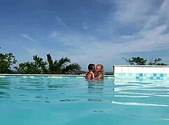 Blonde Topless Workout Turns Into Hard Poolside Ass Pounding