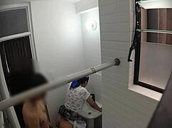 hidden cam catches cute college prof bent over doggystyle by lover in bathroom 😂🔥