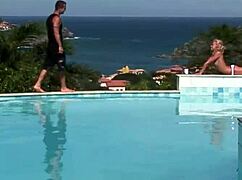 Blonde Topless Workout Turns Into Hard Poolside Ass Pounding