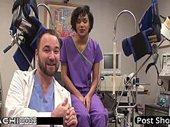 nurse jackie banes teases patient to hitachi orgasm