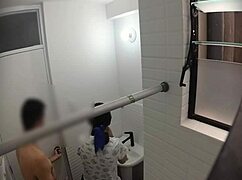hidden cam catches cute college prof bent over doggystyle by lover in bathroom 😂🔥