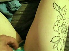 girl rips clothes fingers wet pussy through striped cotton panties