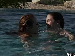 Redhead Tgirl Shiri Allwood Fucks Babe's Hairy Pussy Hard