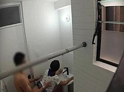 hidden cam catches cute college prof bent over doggystyle by lover in bathroom 😂🔥