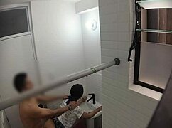 hidden cam catches cute college prof bent over doggystyle by lover in bathroom 😂🔥