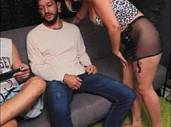 Stepbrother watches me double penetrate with his friends