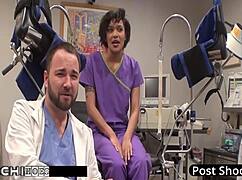 nurse jackie banes teases patient to hitachi orgasm