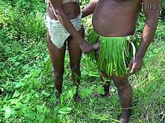 horny tribe girl pulls you by dick to tree for outdoor forest fuck