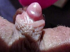 closeup view of throbbing big clit pulsing through intense orgasm