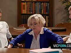 Busty Mature Dee Williams Gets Double Penetrated Anal By Two Horny Students In Library Hardcore 3some