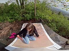lili charmelle perfect 18 plus teen sucks cock and fucks forest outdoors