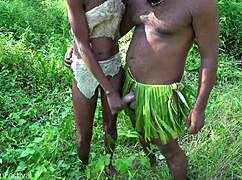 horny tribe girl pulls you by dick to tree for outdoor forest fuck