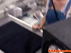 Broker's pole gets sucked hard while pawee takes doggystyle pounding close up