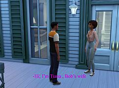 cheating wife fucks friend's cock while hubby's working sims 4